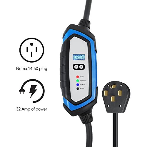 Lectron Level 2 Portable EV Charger 6.1kW (240 Volt, 21ft/6.4m Cord, 32 Amp) NEMA 14-50 Plug, J1772