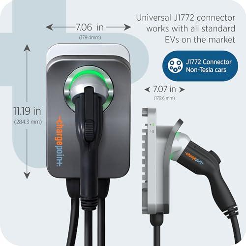 ChargePoint Flex Home Charging Station Level 2 NEMA 14-50 plug (240 Volt, 23ft/7m Cord, 16/24/32/40/48/50 Amp), WiFi, UL Listed, ENERGY STAR, Indoor / Outdoor EV charger